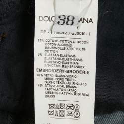 Pre Owned Dolce & Gabbana Blue Denim Rhinestone Embellished Balloon Pants S/Waist 26"