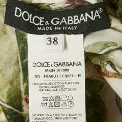 مملوكة مسبقًا فستان دولتشي آند غابانا قطن طباعة تين أخضر ميدي مقاس صغير