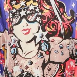 Pre Owned بلوزة دولتشي أند غابانا ساتان مطبوع متعدد الألوان مقاس صغير - سمول