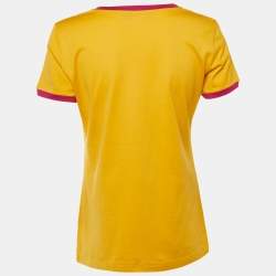 Pre Owned Dolce & Gabbana Yellow Santa Moda Print Cotton Crew Neck T-Shirt M