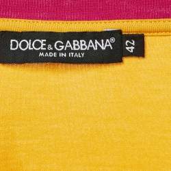 Pre Owned Dolce & Gabbana Yellow Santa Moda Print Cotton Crew Neck T-Shirt M