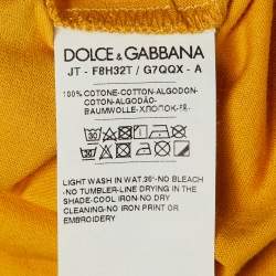 Pre Owned Dolce & Gabbana Yellow Santa Moda Print Cotton Crew Neck T-Shirt M