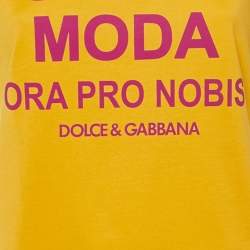 Pre Owned Dolce & Gabbana Yellow Santa Moda Print Cotton Crew Neck T-Shirt M