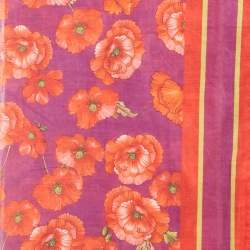 Pre Owned Dolce & Gabbana Beachwear Purple Poppy Print Cotton Pareo Scarf One Size