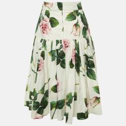 مملوكة مسبقًا Dolce & Gabbana White Floral Print Cotton Short Skirts M