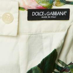 مملوكة مسبقًا Dolce & Gabbana White Floral Print Cotton Short Skirts M