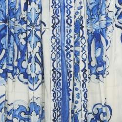 مملوكة مسبقًا Dolce & Gabbana Blue/White Majolica Print Pleated Maxi Skirt S