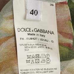مملوكة مسبقًا Dolce & Gabbana Light Green Floral Printed Silk Shirt S