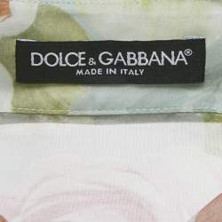 مملوكة مسبقًا Dolce & Gabbana Light Green Floral Printed Silk Shirt S