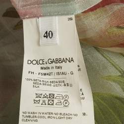 مملوكة مسبقًا Dolce & Gabbana Light Green Floral Printed Silk Shirt S