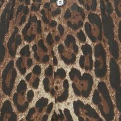 مملوكة مسبقًا بنطلون دولتشي أند غابانا من الكتان بطبعة الحيوانات بني مقاس كبير - لارج