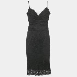 مملوكة مسبقًا Dolce & Gabbana Black Lace Sleeveless Midi Dress L