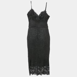 Pre Owned Dolce & Gabbana Black Lace Sleeveless Midi Dress L