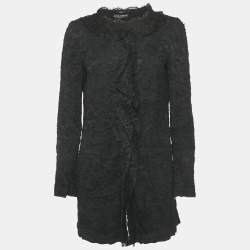 مملوكة مسبقًا Dolce & Gabbana Black Lace Ruffle Detail Jacket M
