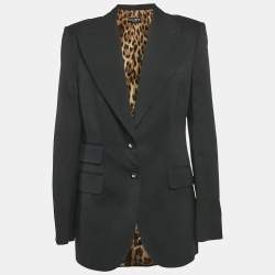 Pre Owned Dolce & Gabbana Black Wool Peak Lapel Collar Blazer L