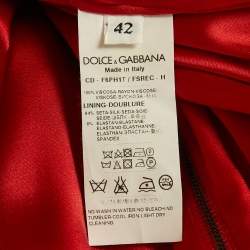 Pre Owned Dolce & Gabbana Red Floral Print Crepe Mini Dress M