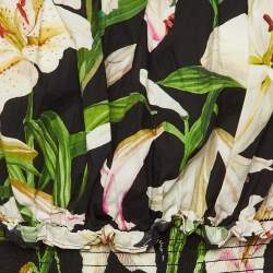 مملوكة مسبقًا فستان دولتشي أند غابانا قطن أسود بطبعة زهور بدون أكتاف مقاس متوسط