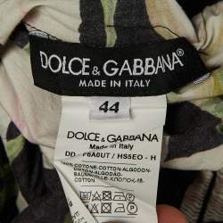 مملوكة مسبقًا فستان دولتشي أند غابانا قطن أسود بطبعة زهور بدون أكتاف مقاس متوسط