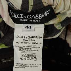 مملوكة مسبقًا فستان دولتشي أند غابانا قطن أسود بطبعة زهور بدون أكتاف مقاس متوسط