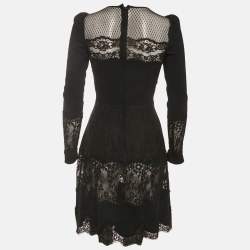 مملوكة مسبقًا فستان قصير دولتشي أند غابانا بروكيد شبكي دانتيل زهري أسود مقاس صغير جداً - إكس إس