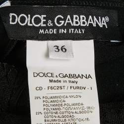 مملوكة مسبقًا فستان قصير دولتشي أند غابانا بروكيد شبكي دانتيل زهري أسود مقاس صغير جداً - إكس إس