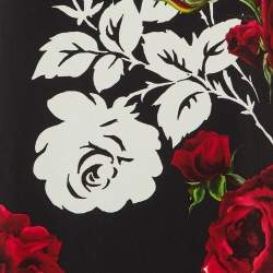 Pre Owned فستان دولتشي أند غابانا قماش كريب مطبوع بالأزهار السوداء مقاس صغير