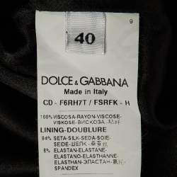 Pre Owned فستان دولتشي أند غابانا قماش كريب مطبوع بالأزهار السوداء مقاس صغير