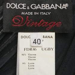 Pre Owned Dolce & Gabbana Vintage Black Jersey Ruche Tie-Up Midi Dress S
