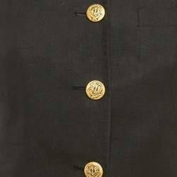 Pre Owned Dolce & Gabbana Black Linen Regular Fit Blazer S