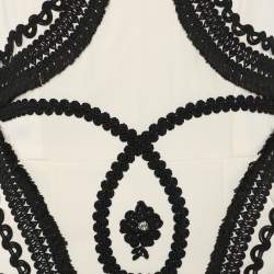 مملوكة مسبقًا Dolce & Gabbana Cream/Black Crepe Embroidered Mini Dress M