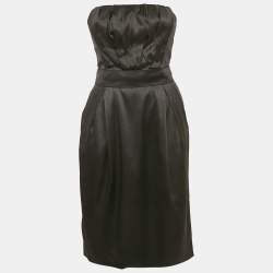 مملوكة مسبقًا Dolce & Gabbana Black Satin Strapless Short Dress S