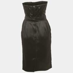 مملوكة مسبقًا Dolce & Gabbana Black Satin Strapless Short Dress S