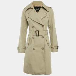 Pre Owned Dolce & Gabbana Grey Gabardine Trench Coat S