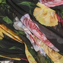 Pre Owned فستان ميني دولتشي آند غابانا تول مطبوع مورد أسود مزموم مقاس صغير جدًا (إكس سمول)