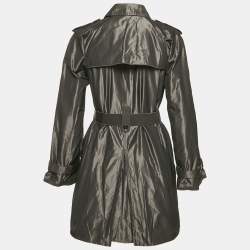 Pre Owned Dolce & Gabbana Black Metallic Polyester Double Breasted Belted Coat S