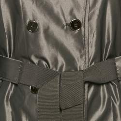 Pre Owned Dolce & Gabbana Black Metallic Polyester Double Breasted Belted Coat S