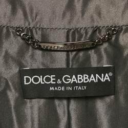 Pre Owned Dolce & Gabbana Black Metallic Polyester Double Breasted Belted Coat S