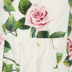 Pre Owned Dolce & Gabbana White Floral Print Cotton Short Dress M