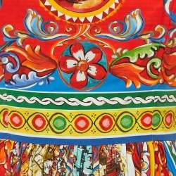 Pre Owned Dolce & Gabbana Multicolor Carretto Siciliano Print Cotton Short Dress M