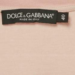 Pre Owned توب دولتشي أند غابانا جيرسي بتطريز زهور وردي صغير