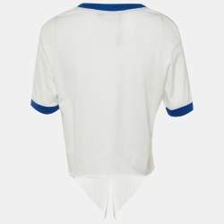 Pre Owned تي شيرت دولتشي أند غابانا قطن أبيض بطباعة تفاصيل ربطة مقاس وسط (ميديم)