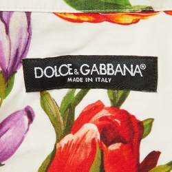 Pre Owned Dolce & Gabbana White Floral Print Cotton Sleeveless Top M