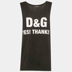 Pre Owned Dolce & Gabbana Black Slogan Print Jersey Tank Top M