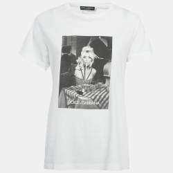 Pre Owned Dolce & Gabbana White Ciao Kim Cotton Knit T-Shirt S