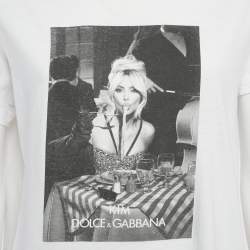 Pre Owned Dolce & Gabbana White Ciao Kim Cotton Knit T-Shirt S