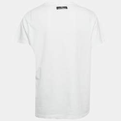 Pre Owned Dolce & Gabbana White Ciao Kim Cotton Knit T-Shirt S