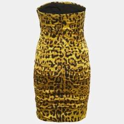مملوكة مسبقًا Dolce & Gabbana Yellow Leopard Print Silk Mini Dress M
