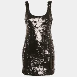 Pre Owned D&G Black Sequin Embellished Tulle Sheath Dress S