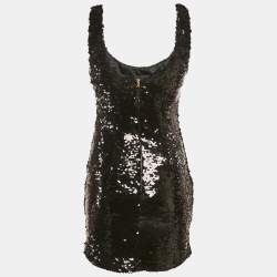 Pre Owned D&G Black Sequin Embellished Tulle Sheath Dress S