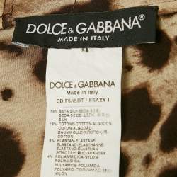 مملوكة مسبقًا فساتين دولتشي أند غابانا بتفاصيل دانتيل من الحرير بنقشة النمر البني مقاس صغير جداً